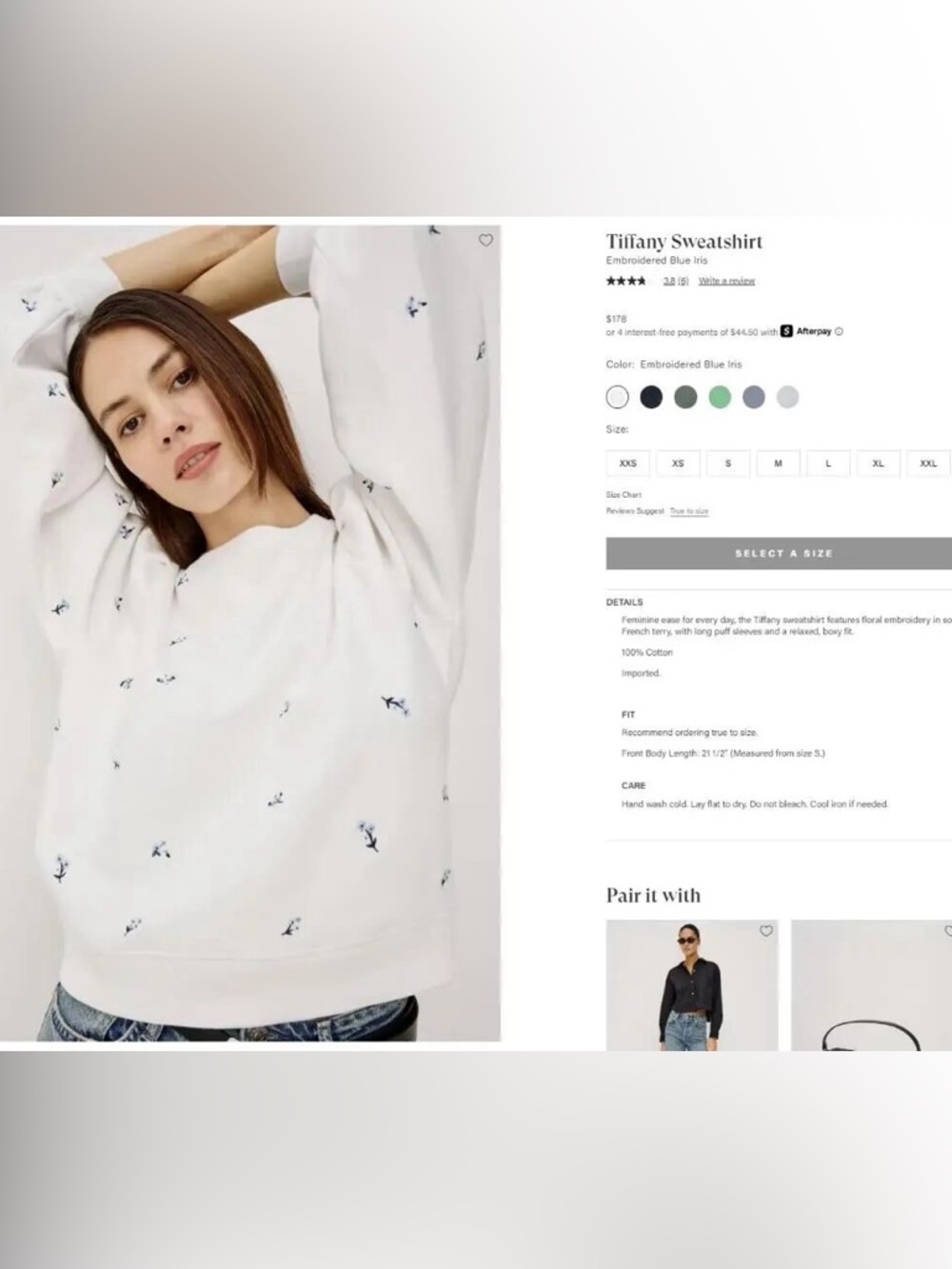 Rails Tiffany Sweatshirt with Navy Floral Embroidery